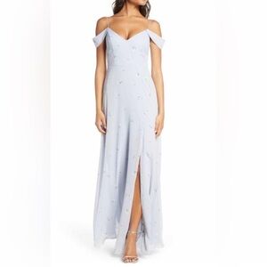 Jenny Yoo Bridesmaid Priya Dress size 0 Baby Blue Periwinkle Color White flower